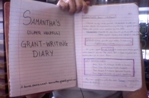 photo of Sam Grace's Grant Writing Journal